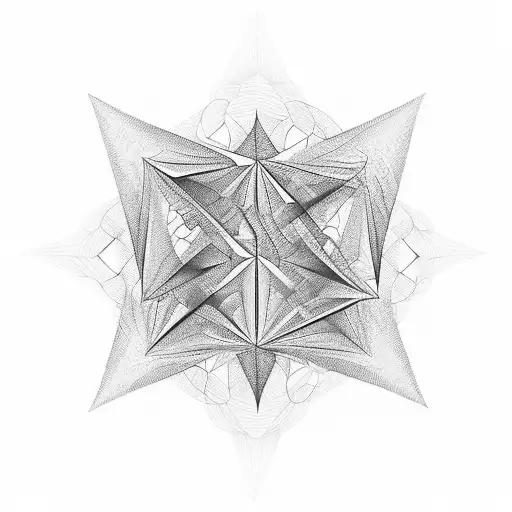 Fractal linear tetrahedral objects tattoo design idea