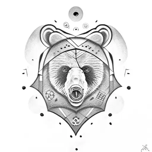 Bear with eye patch  tattoo design idea