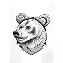 Bear with patch at eye tattoo design idea