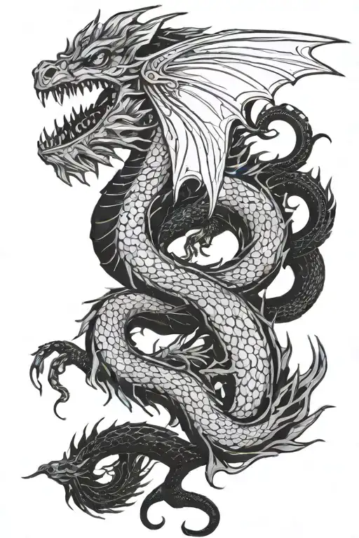dragon + aries zodiac sign tattoo design idea