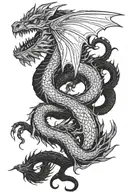 dragon + aries zodiac sign tattoo design idea