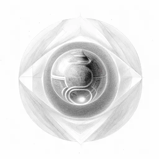 A god holding orbs with lines of code tattoo design idea