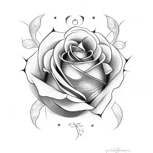 rose in thorn bush tattoo design idea