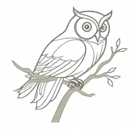 owl on a branch surrounded tattoo design idea