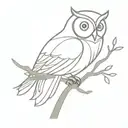 owl on a branch surrounded tattoo design idea