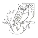 owl on a branch surrounded tattoo design idea