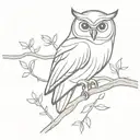 owl on a branch surrounded tattoo design idea