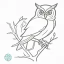 owl on a branch surrounded tattoo design idea