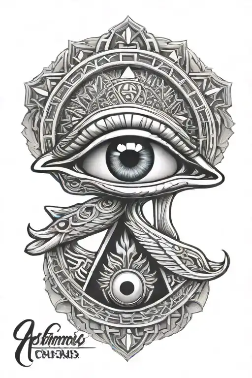 eye of horus illuminati with anonymous hooded man tattoo design idea