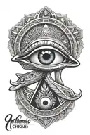 eye of horus illuminati with anonymous hooded man tattoo design idea