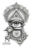 eye of horus illuminati with anonymous hooded man tattoo design idea