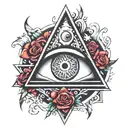 evil all seeing eye and anonymous integrated  tattoo design idea