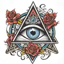 evil all seeing eye and anonymous integrated  tattoo design idea