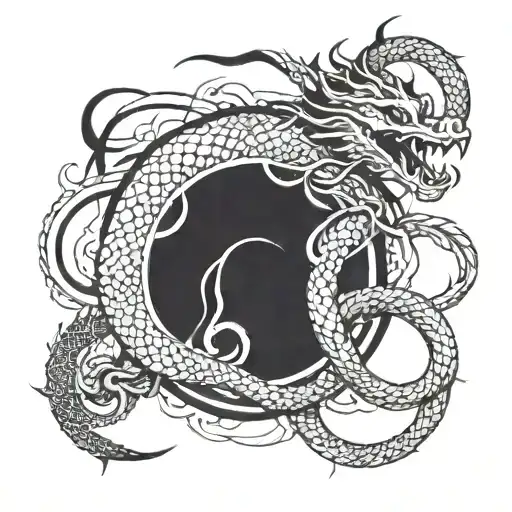 the design could feature a central figure like a powerful dragon or snake intertwined with pir tattoo design idea