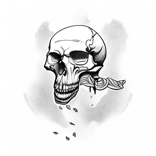 crow with potions and skull tattoo design idea