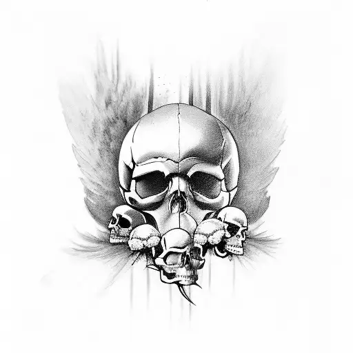 crow and skull tattoo design idea