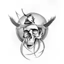crow and skull tattoo design idea