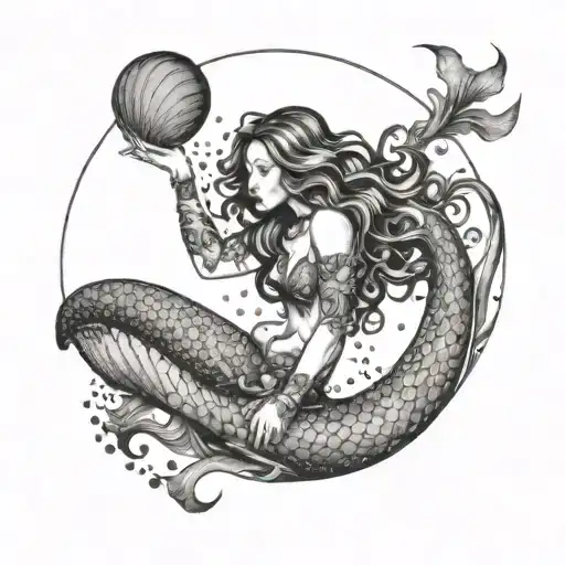 mermaid, freedive, free spirit tattoo design idea
