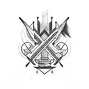 crossed arrows with kids first initials N, A, C, T tattoo design idea