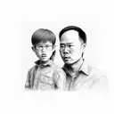 son and dad potrait tattoo design idea
