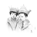 son and dad potrait tattoo design idea