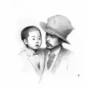 son and dad potrait tattoo design idea