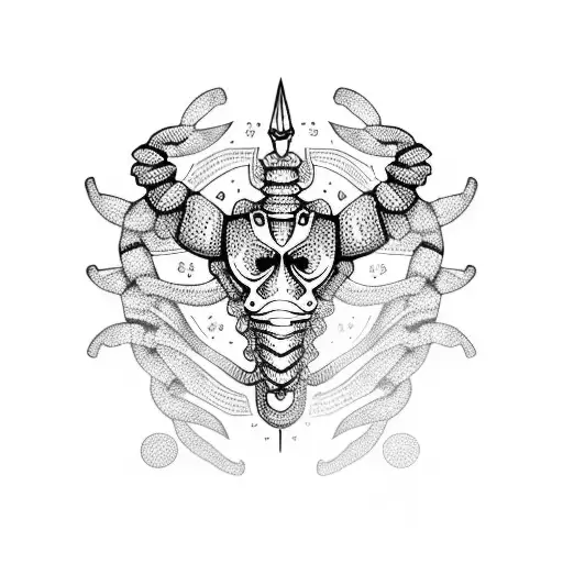 scorpio and aquarius zodiac symbols combined tattoo design idea