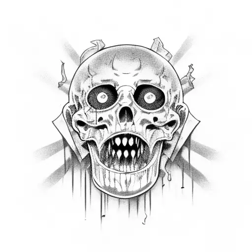 horror themed Roman numeral 9 tattoo design idea