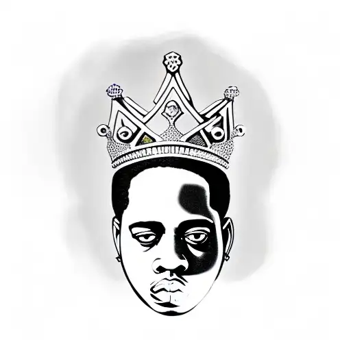 Notorious B.I.G.'s crown on top of the letter B tattoo design idea