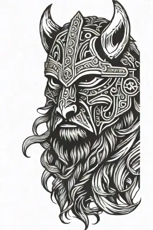 viking bear mask tattoo design idea