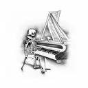skeleton playing a grand piano tattoo design idea