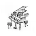 skeleton playing a grand piano tattoo design idea