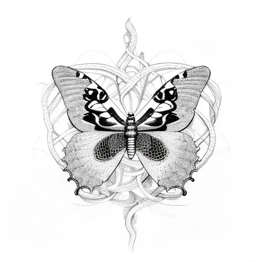 Butterfly with snakes tattoo design idea