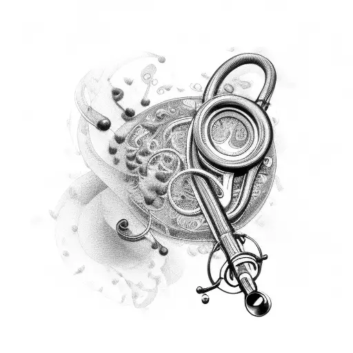 A veterinary stethoscope forming musical notes tattoo design idea
