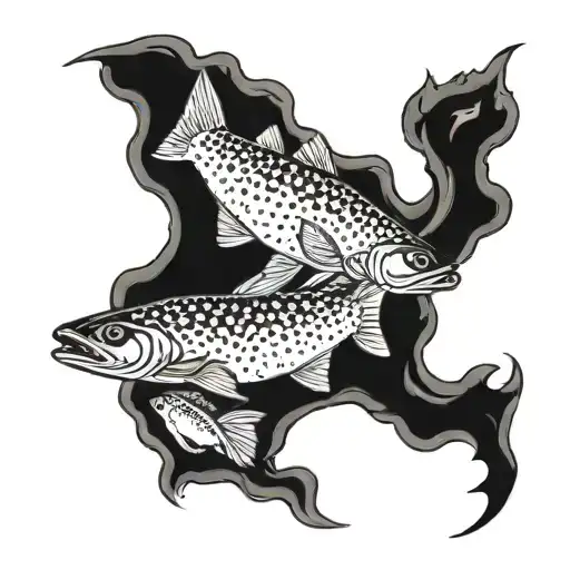 I want a river arm band tattoo black and white, not to big with salmon and over fish as I'm a water resources engineer tattoo design idea