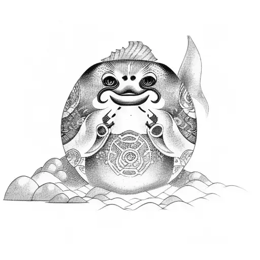 daruma ruede coy fish  tattoo design idea