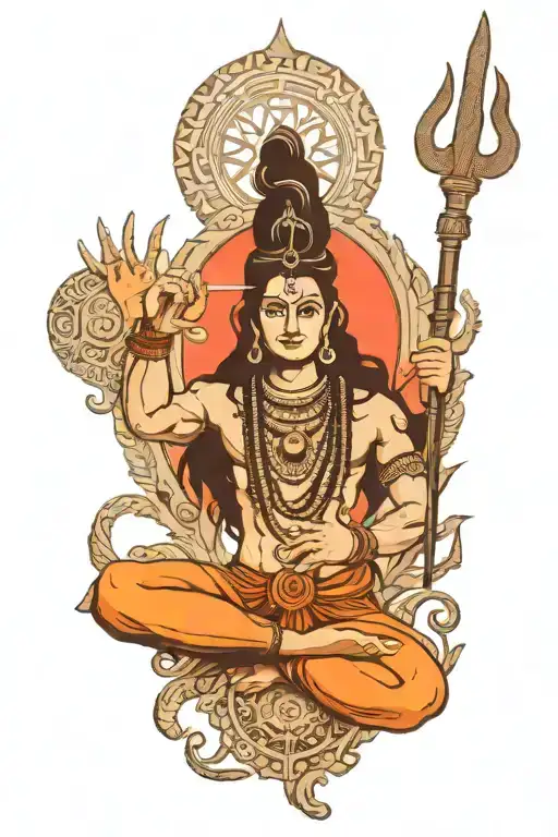 lord shiva trishul Om and damru tattoo design idea