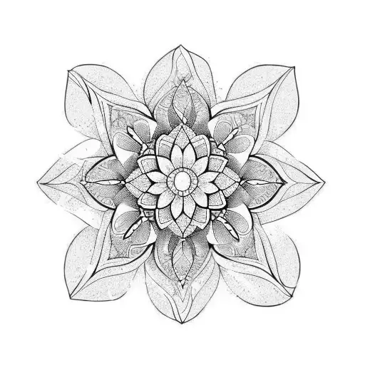 flowers and mandala tattoo design idea