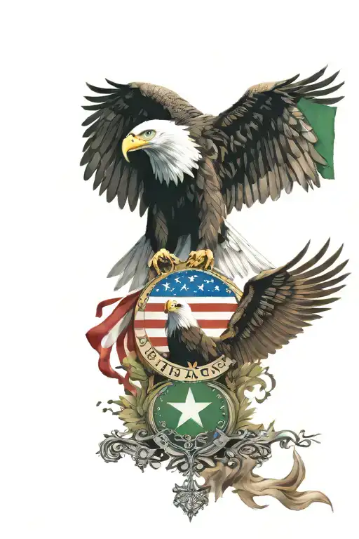 The combination of Hollywood and Isan Islamic photos and the eagle and the Iranian flag tattoo design idea