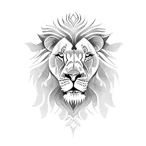 lion mandala cross tattoo design idea