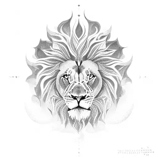 lion mandala cross tattoo design idea