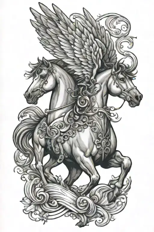 Pegasus portrait tattoo design idea