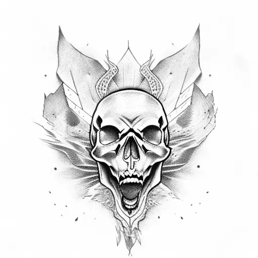 Skull Wolf tattoo design idea