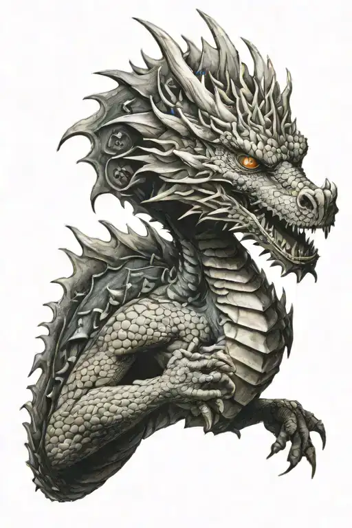 dragon breathing fire tattoo design idea