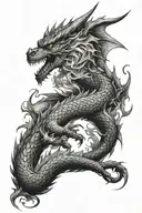 dragon breathing fire tattoo design idea