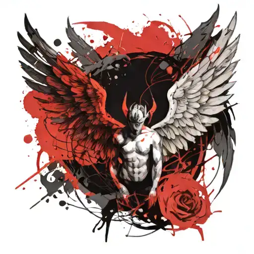 devil wing and angel wings tattoo design idea
