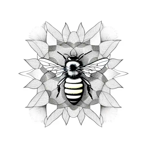 corn flower with a bee in the center tattoo design idea