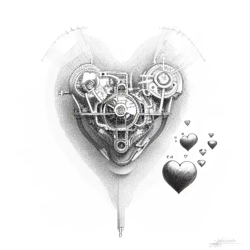 atomic mechanic heart tattoo design idea