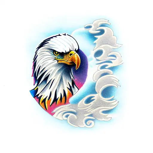 eagle with wolf  tattoo design idea
