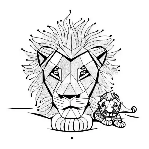 lion with cub tattoo design idea